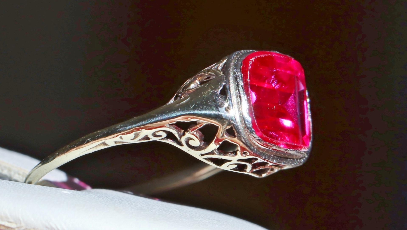 14k white gold ring 2.70ct lab created ruby solitaire size 7 antique 2.00g N3629