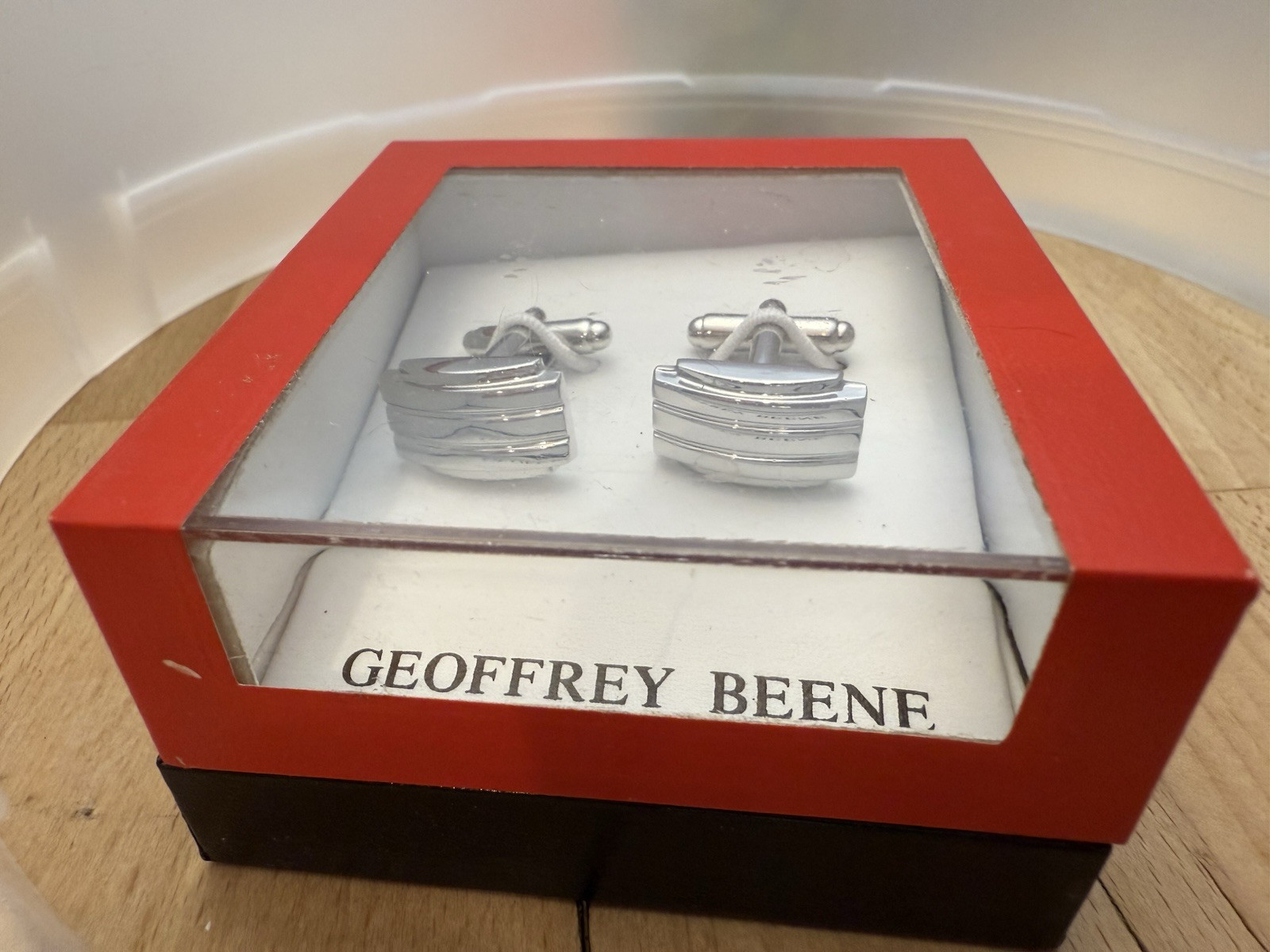 Geoffrey Beene Silver Cufflinks Brand New in Box