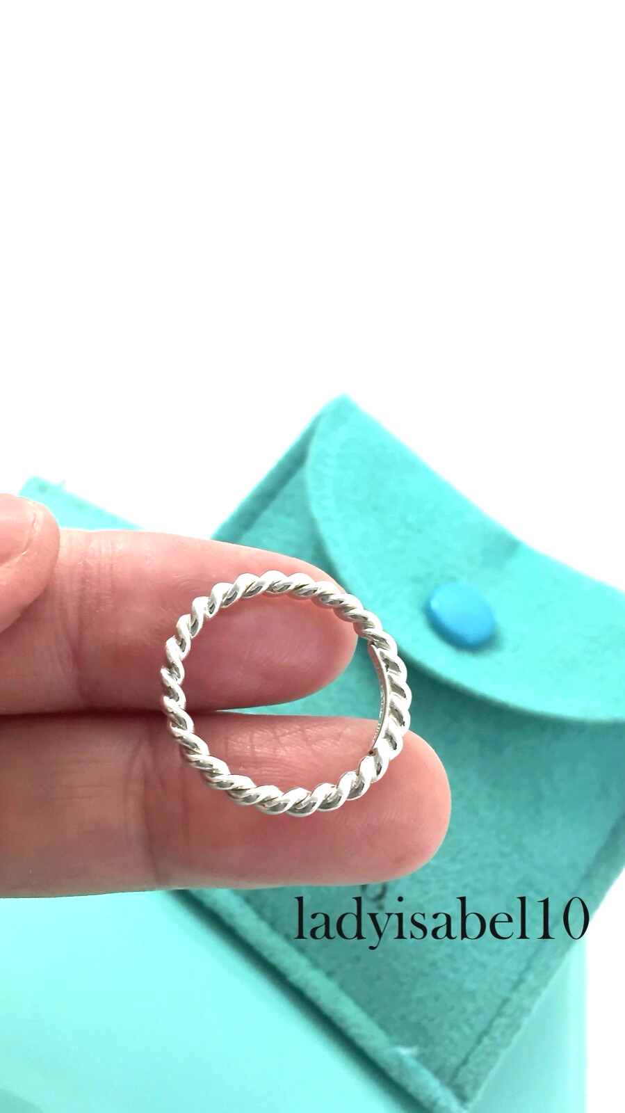 Tiffany & Co Size 4 Twist Rope Narrow Band Ring Small Silver w Pouch – Authentic