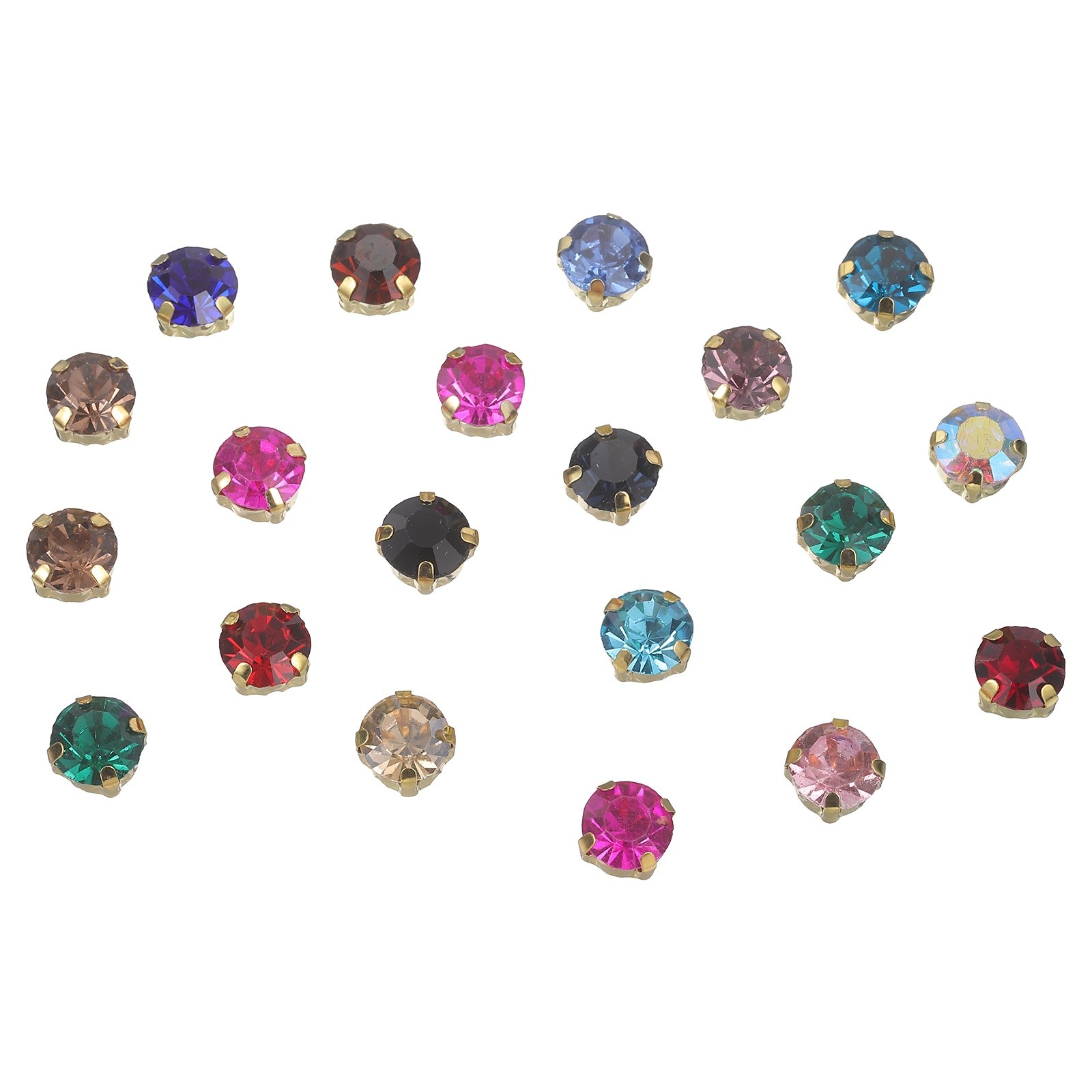 100 Pcs Sew on Rhinestones, 8 mm / 0.31 Inch Diameter, Mixed Colors