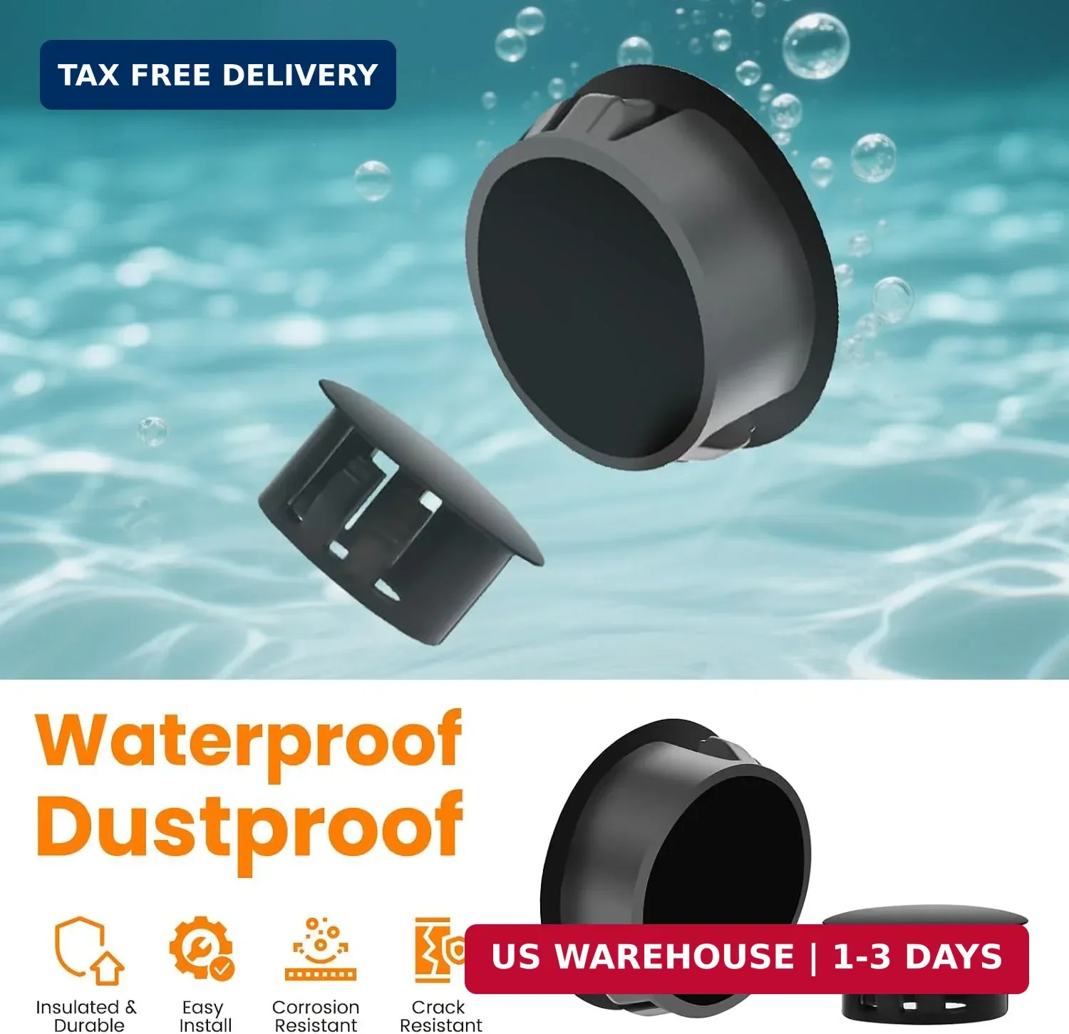 190 Pcs Black Plastic Hole Plugs, 9 Sizes Round Screw Hole Plugs | Flush Type Pa