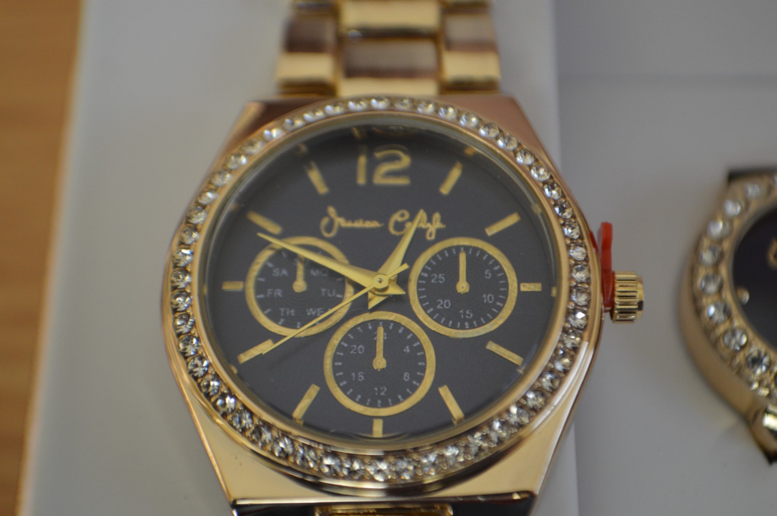 Jessica Carlyle Automatic Movement Blue Dial Watch & Ring Watch in Goldtone
