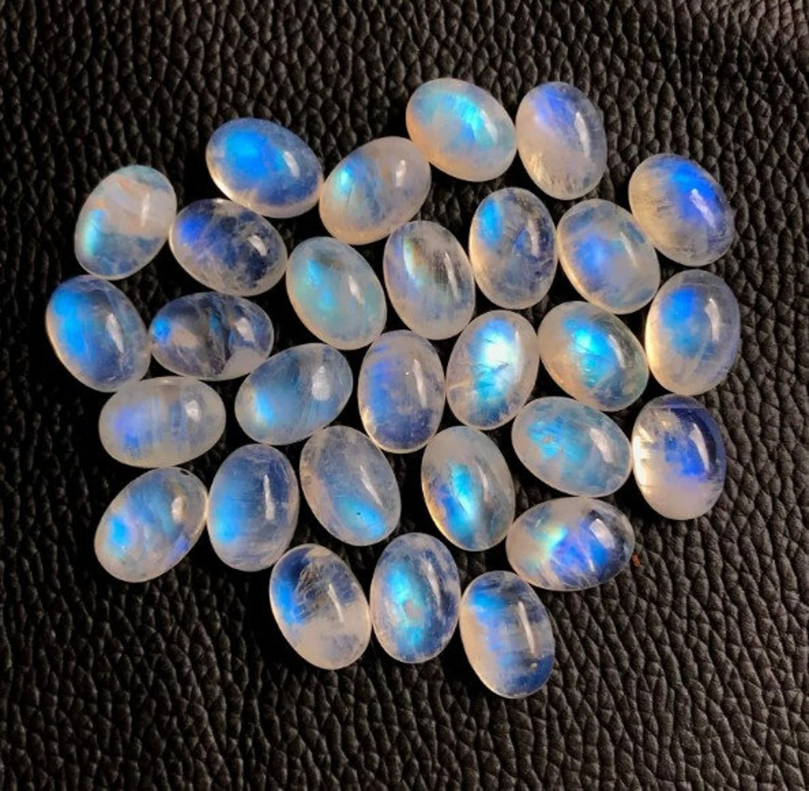Natural Moonstone Oval Cabochon AAA Blue Flash 3×5-15x20mm Jewelry Making