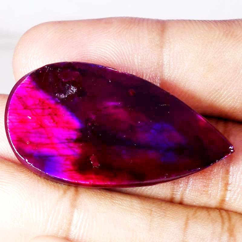 64.60 CTS 22X42X8 mm Beautiful Purple Labradorite Pear Cabochon Gemstone Treated