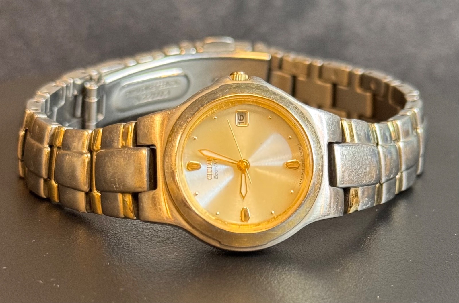 Citizen Eco-Drive Watch VTG E011-K16784 Two-Tone Stainless Steel Bracelet Unisex