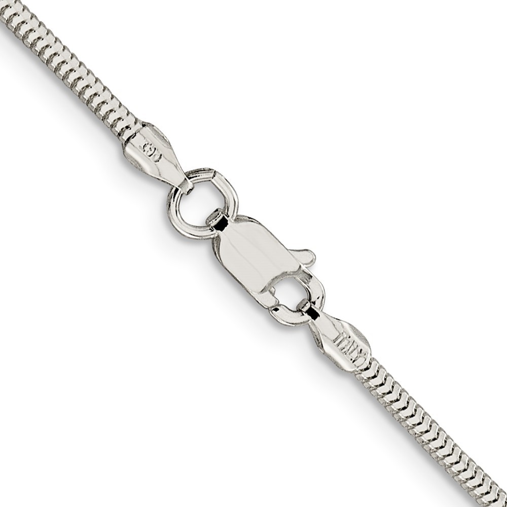 925 Sterling Silver 2mm Diamond-cut Snake Chain Necklace 26″