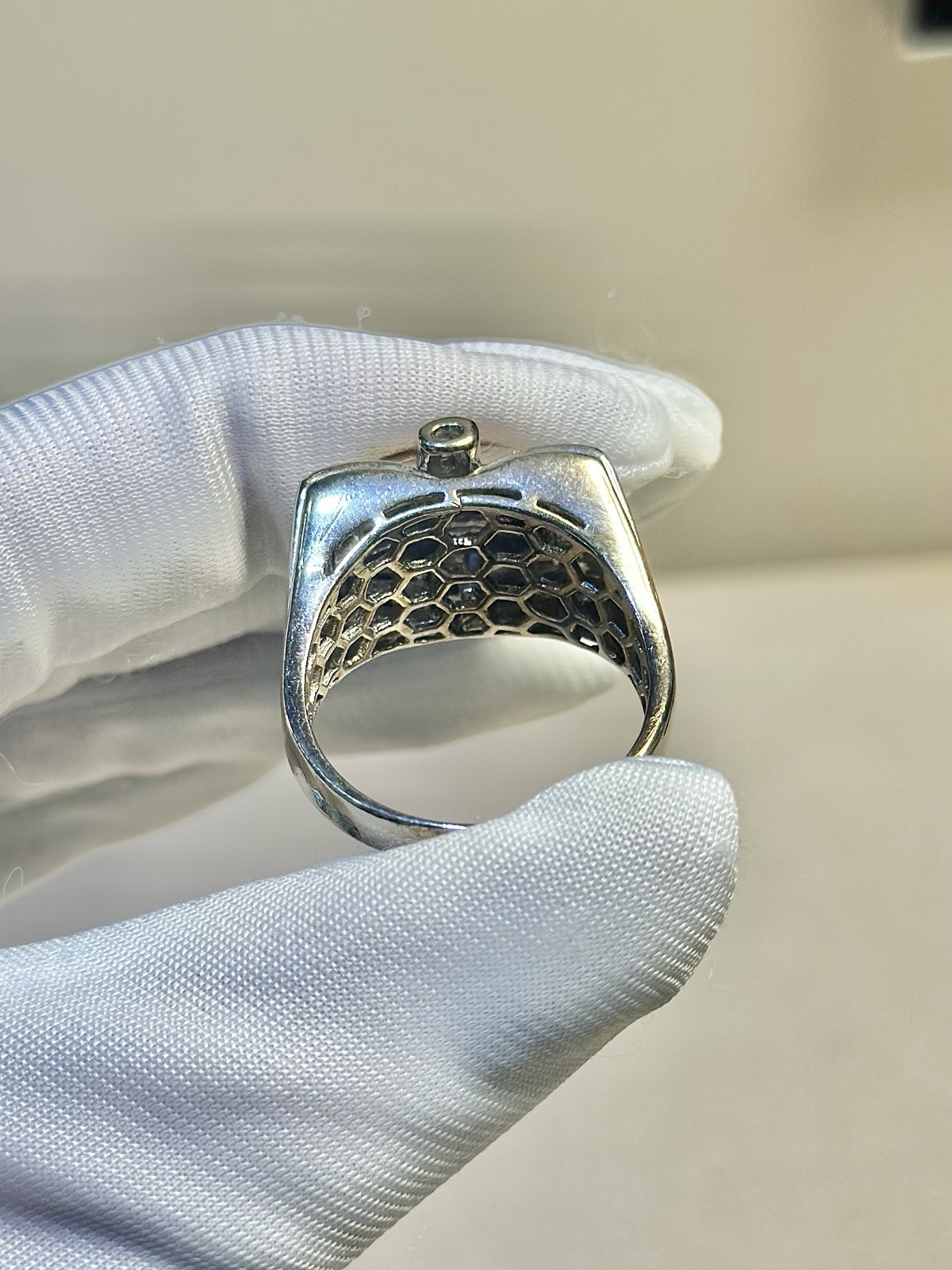 14K White Gold Fancy Yellow Diamond Geometric Ring -Approx 1.50 CTW – 14.8 Grams