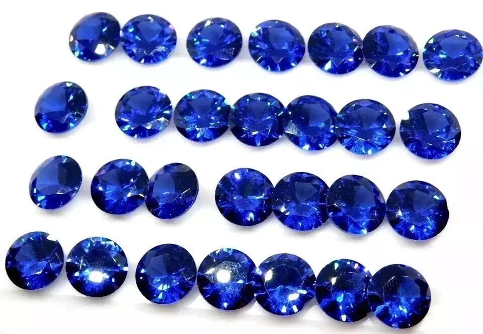 Natural 52 Pcs blue Zircon Round Cut 4 mm Cambodian Certified Gemstone Lot+ Gift