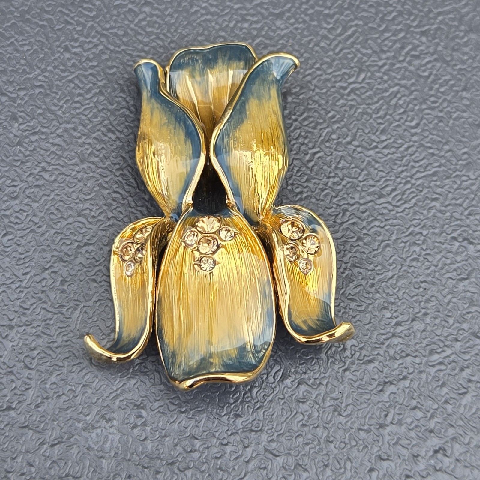 Vintage Monet Enamel Brooch Floral Gradient Blue Petals