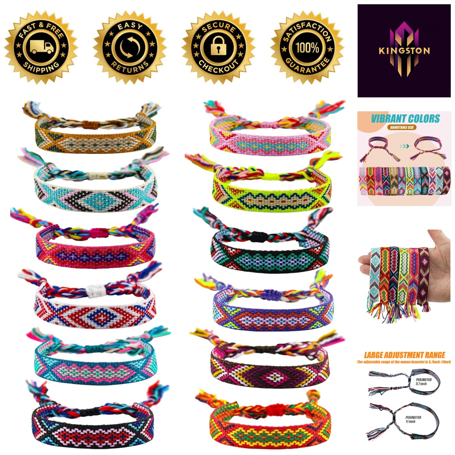 Adjustable Sliding Knot Friendship Bracelets – 12 Vibrant Styles for All Ages