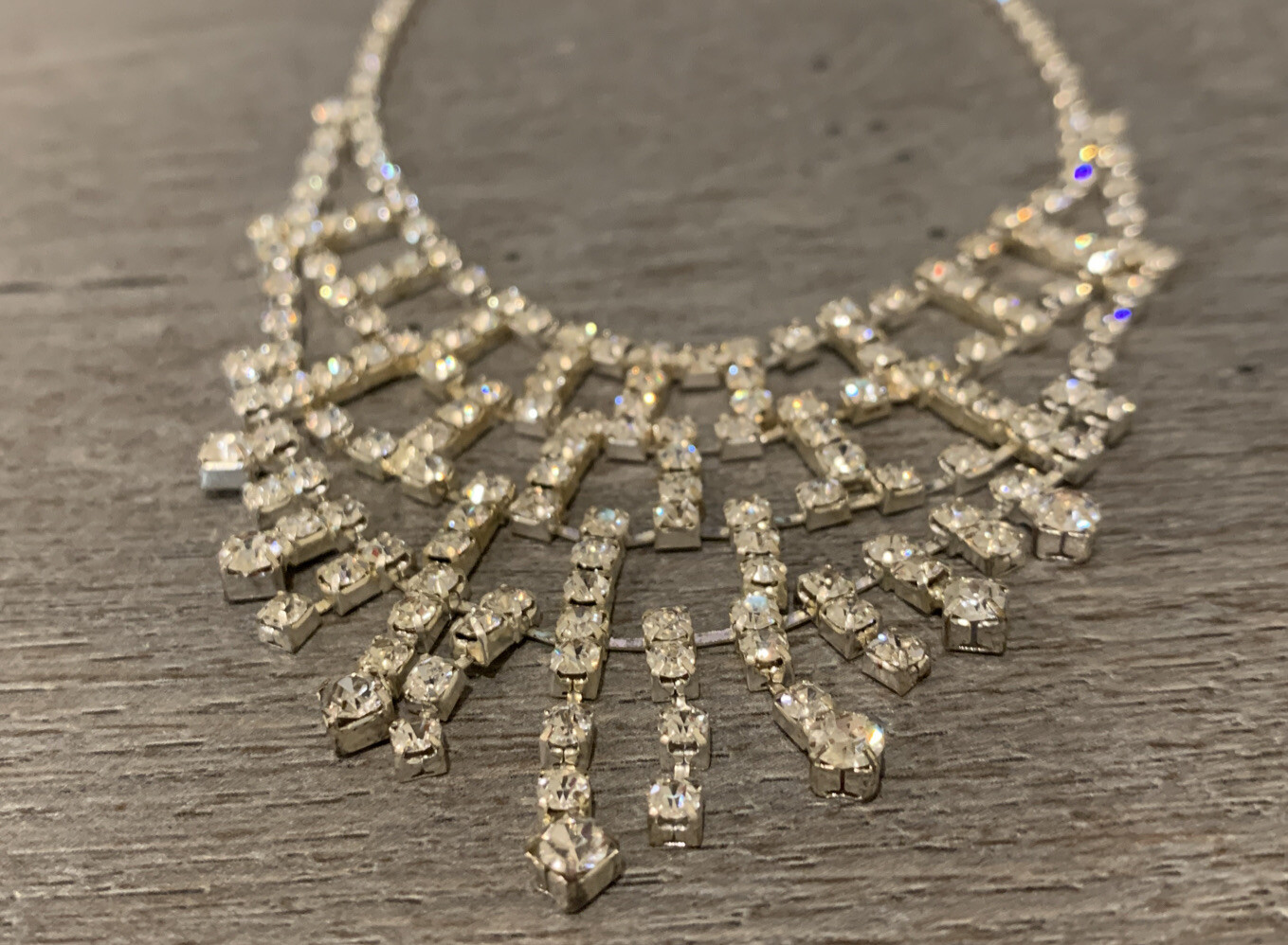 Charming Charlie Special Occasion Rhinestone Collar Necklace & Clip On Earrings