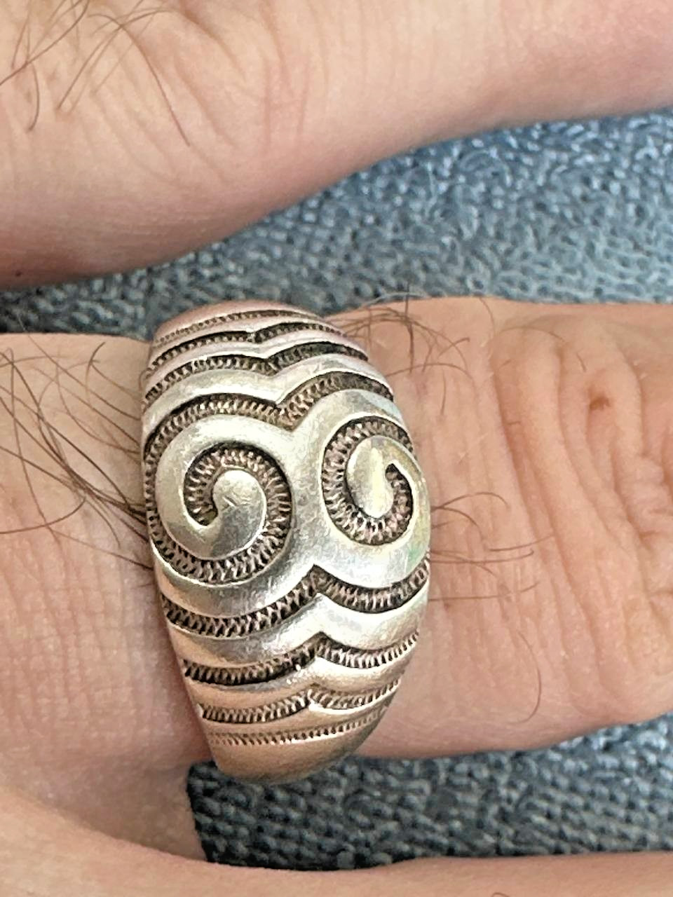 Vintage Soviet 925 Silver Swirl Dome Statement Ring Size 10.5-11 6.00g⁠-287