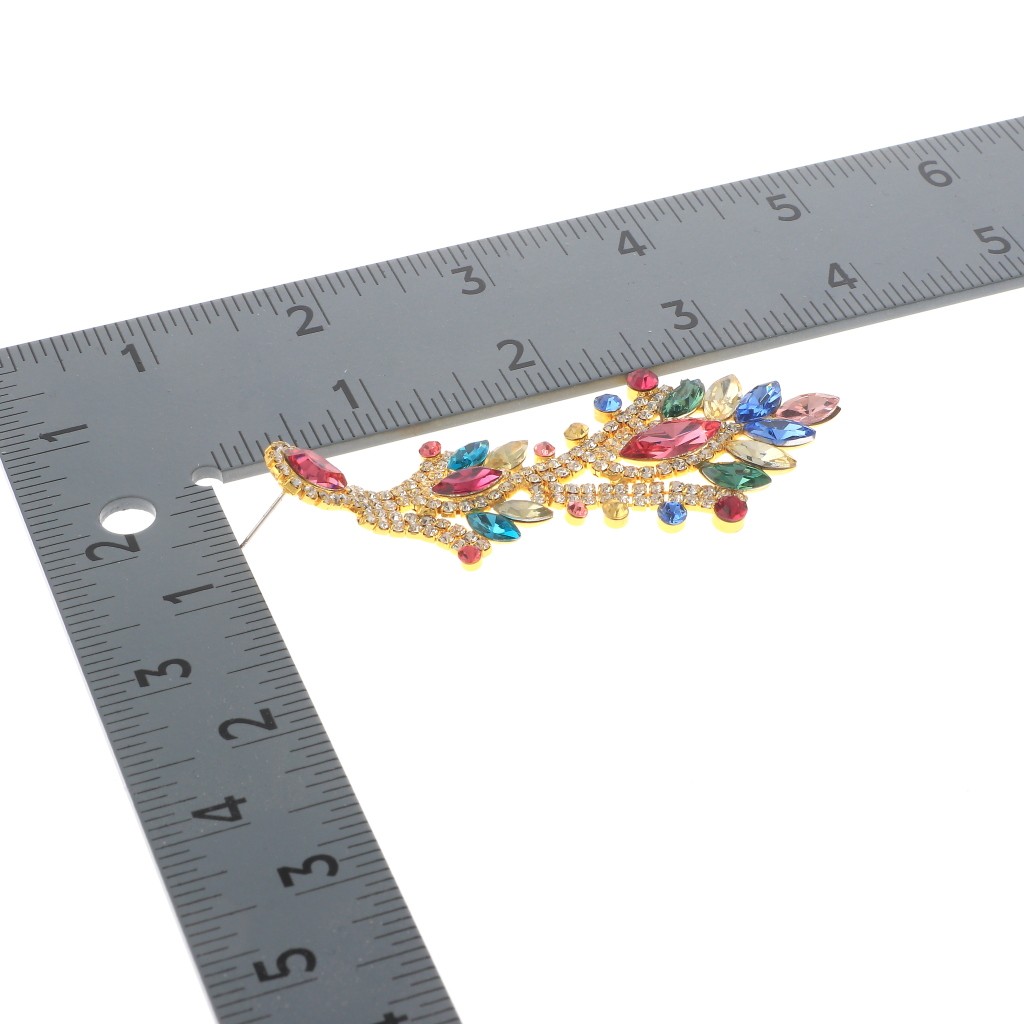 Gold Tone Alloy Metal Crystal Rhinestone Drop Post Earrings ESE7880-MUL