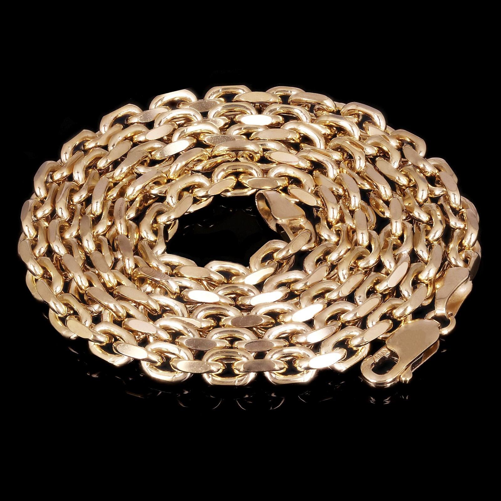 Italian 14k Yellow Gold Solid Anchor Cable Link Chain Necklace 22″ 4mm 45 grams