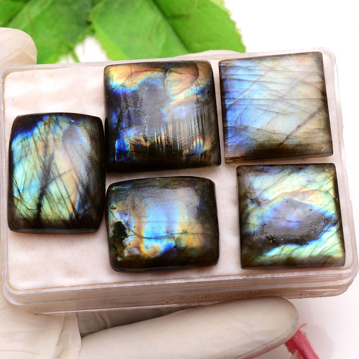 Frozen Lightning~5 Pcs Natural Labradorite 25mm-29mm Cabochon Huge Gemstones Lot