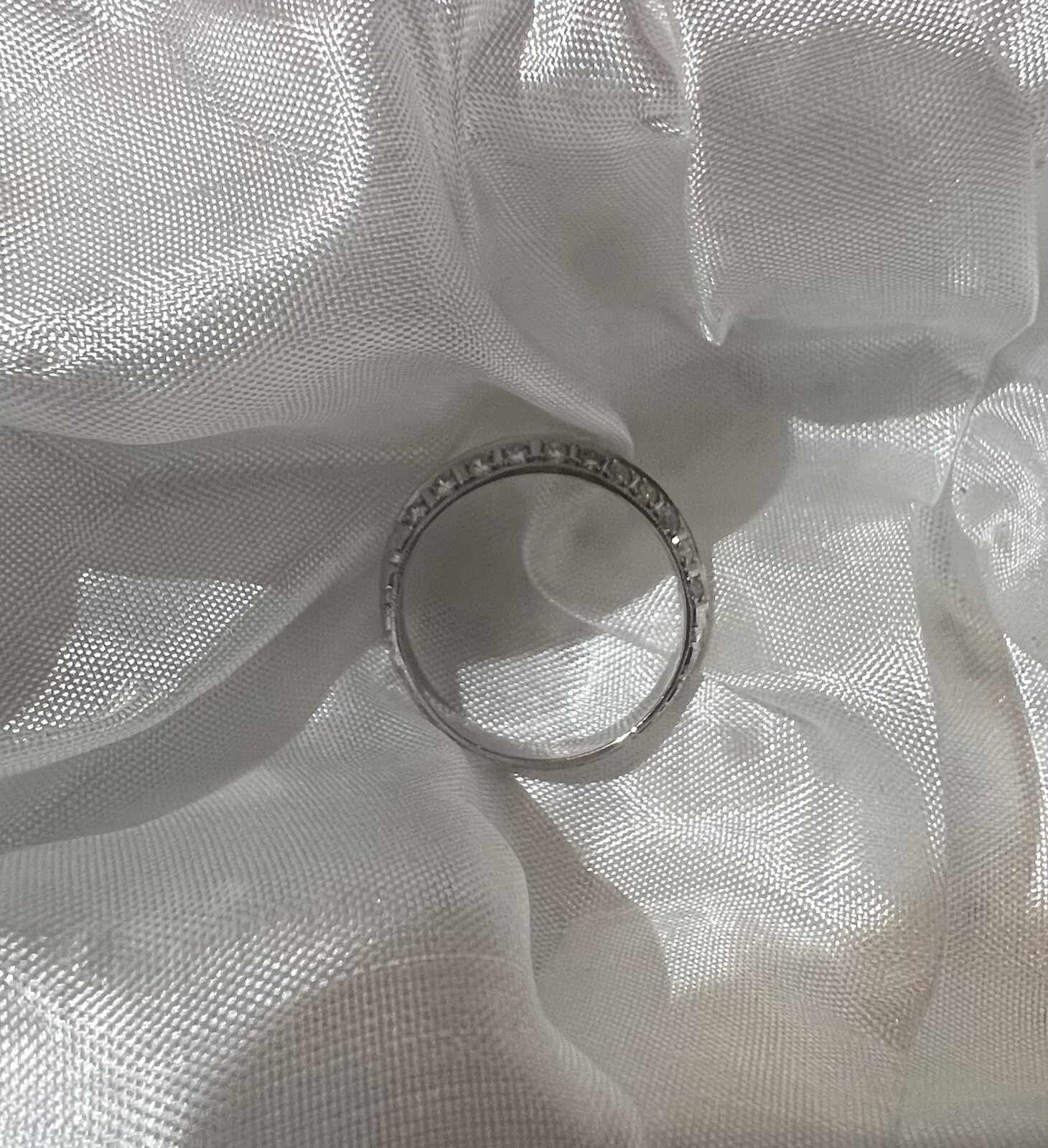 platinum art deco knife edge Double diamond contoured band ring Wedding Curved
