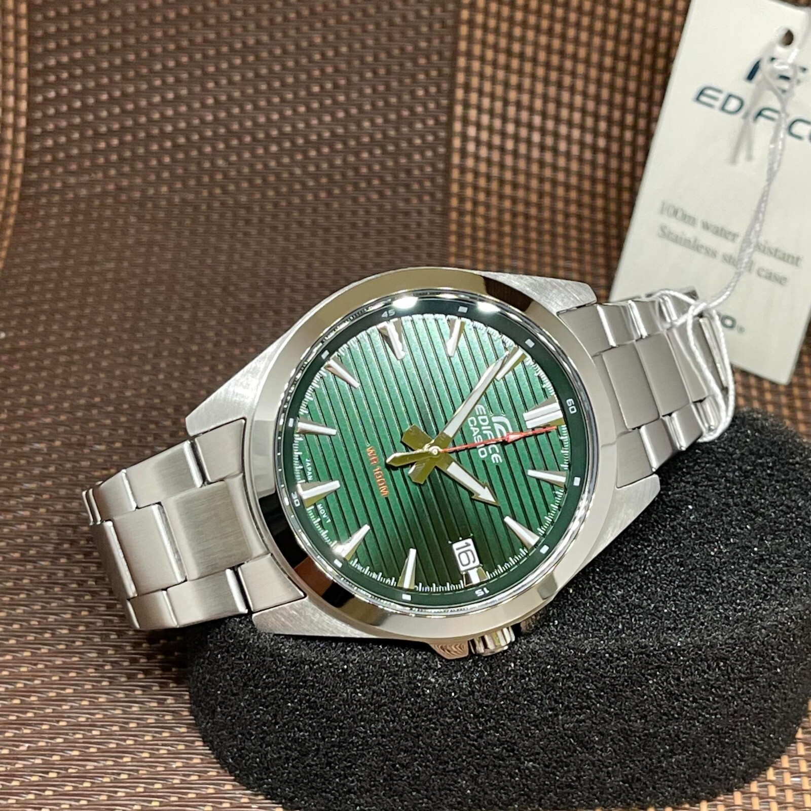 Casio Edifice EFV-140D-3A Green Analog Stainless Steel Classic Sporty Men Watch