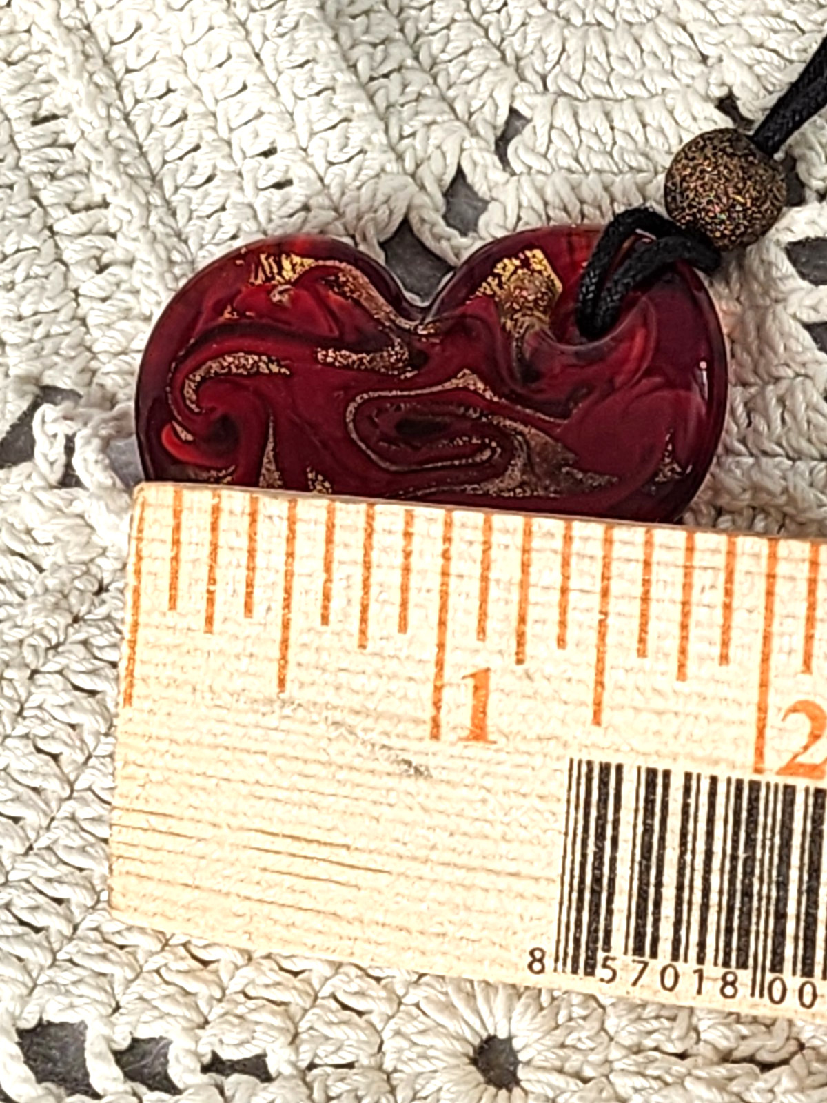 Authentic Venetiaurum Murano Glass Red Gold Swirl Heart Pendant Necklace 925 SS