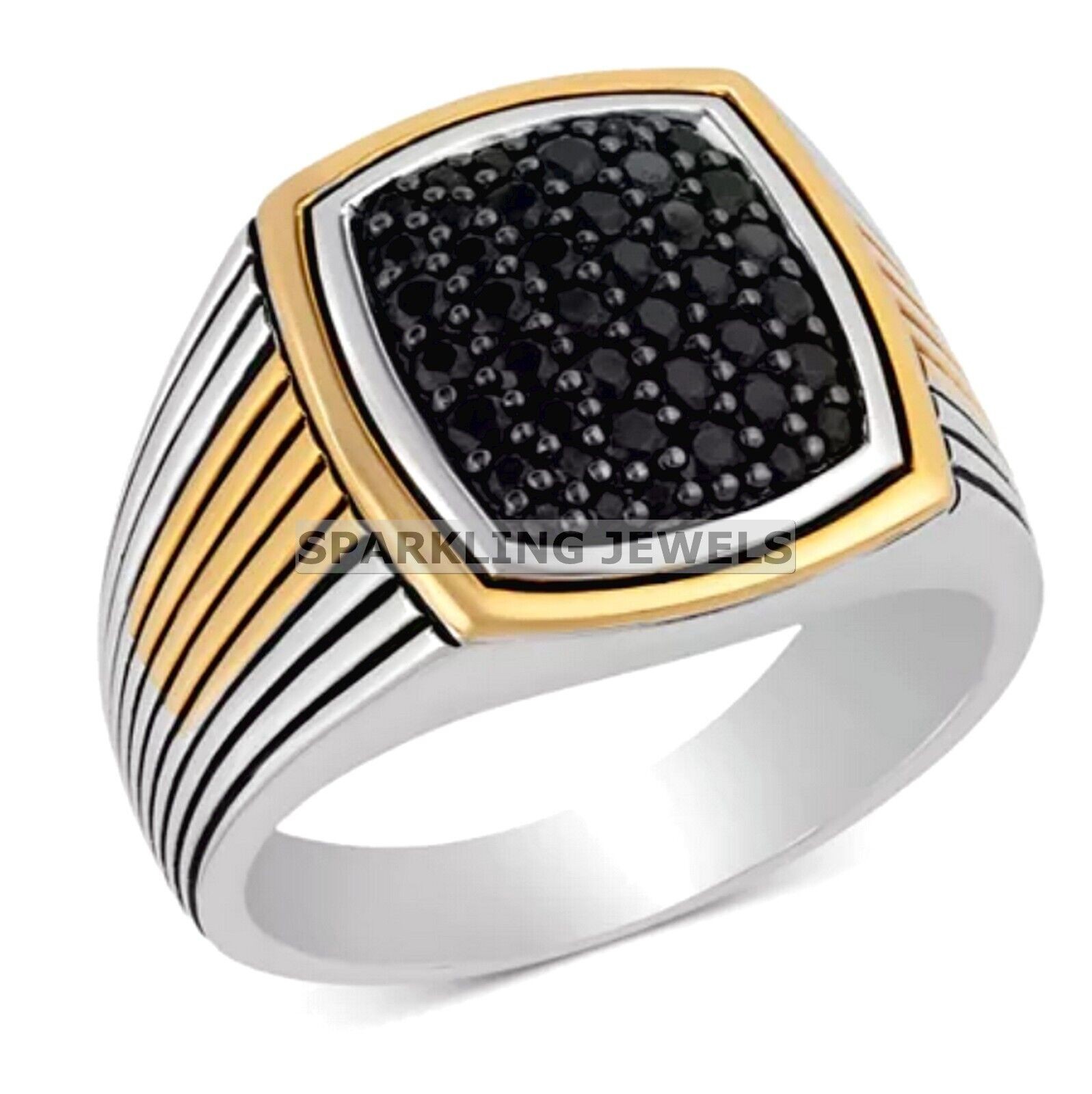 Vivid Black Onyx Round Cut With 14k Solid Pure Gold Ring For Men #C59