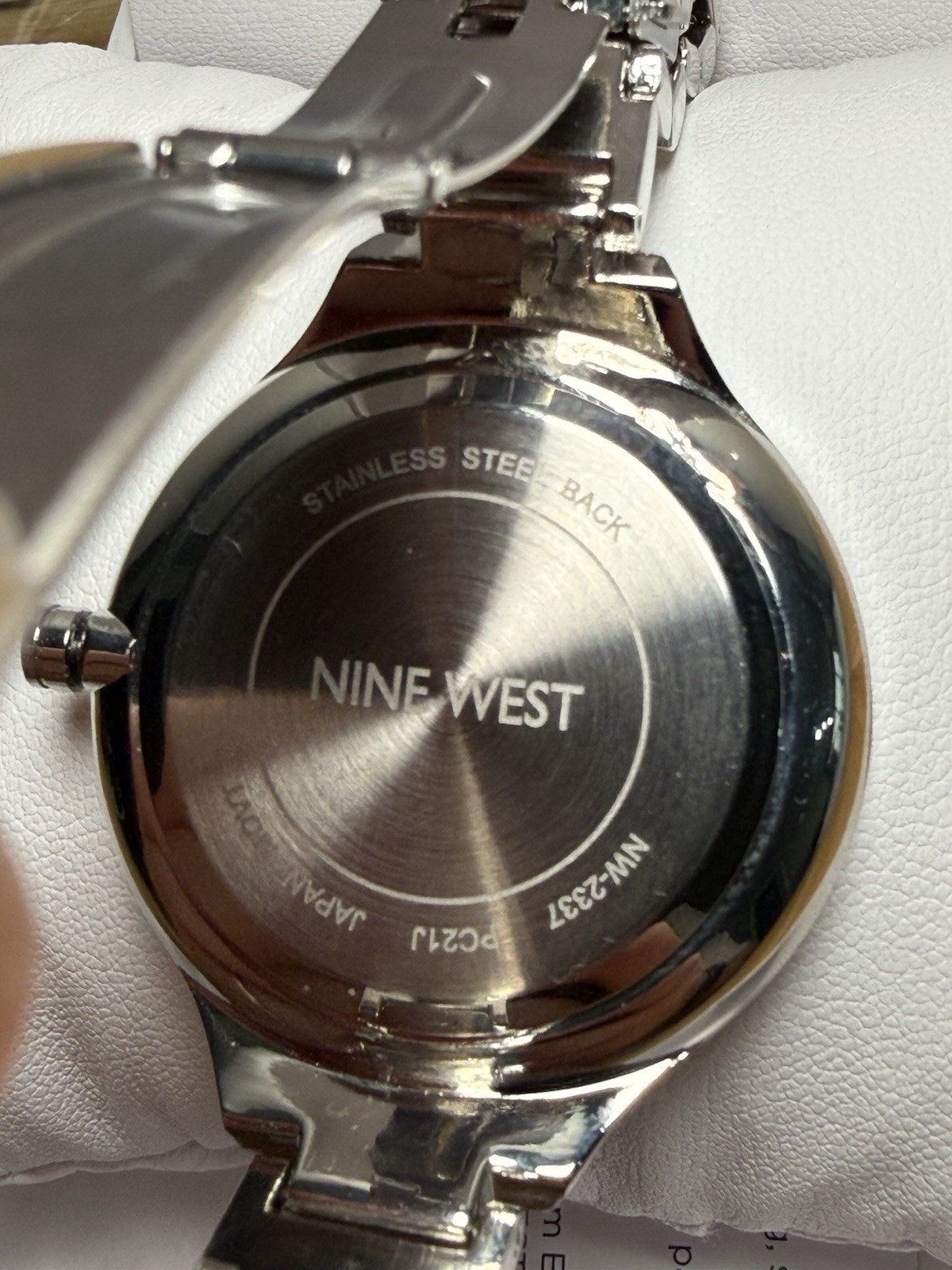 Nine West Womens Quartz Watch Pink Silver Glitter Dial