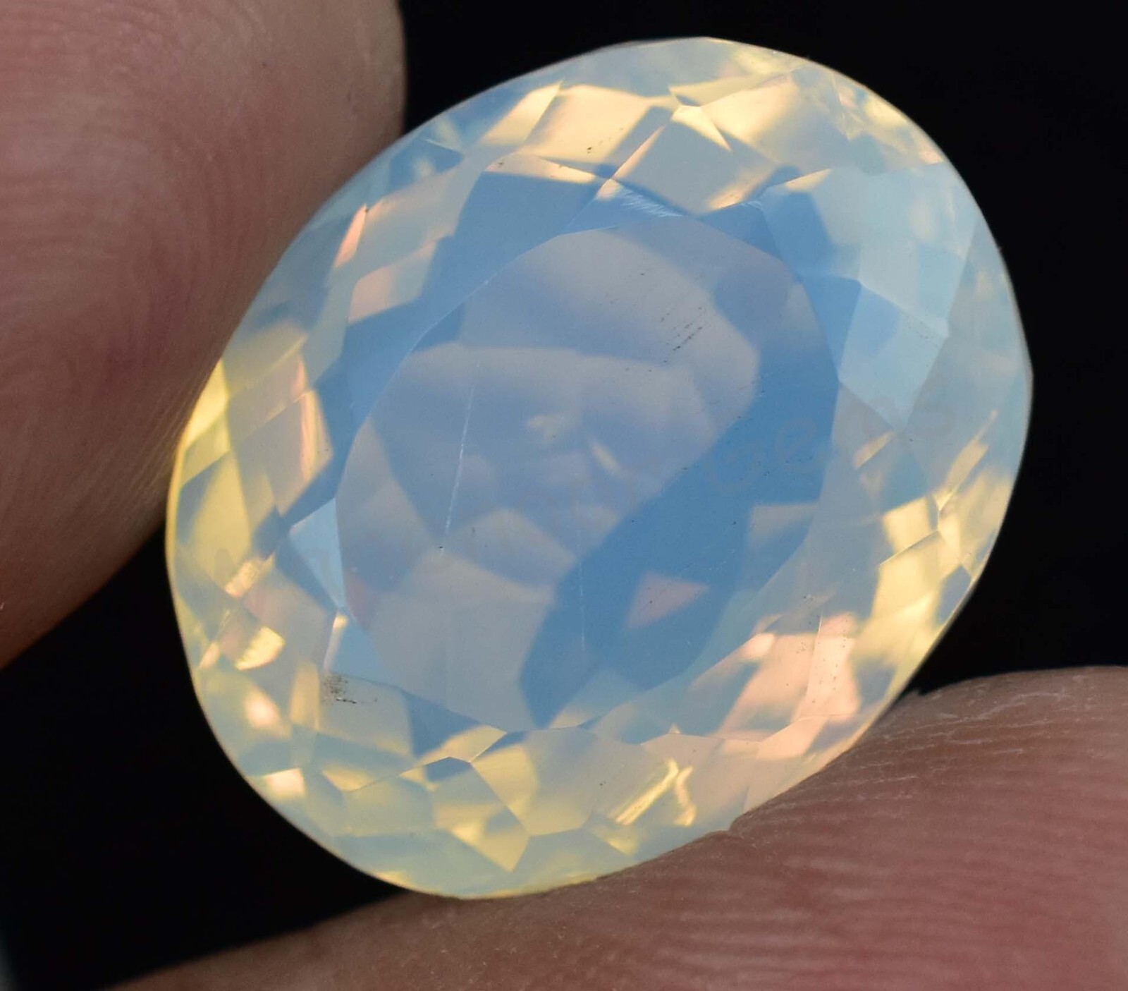 Natural White Opal Blue Fire Oval 14.85 Ct Certified Untreated Loose Gemstone