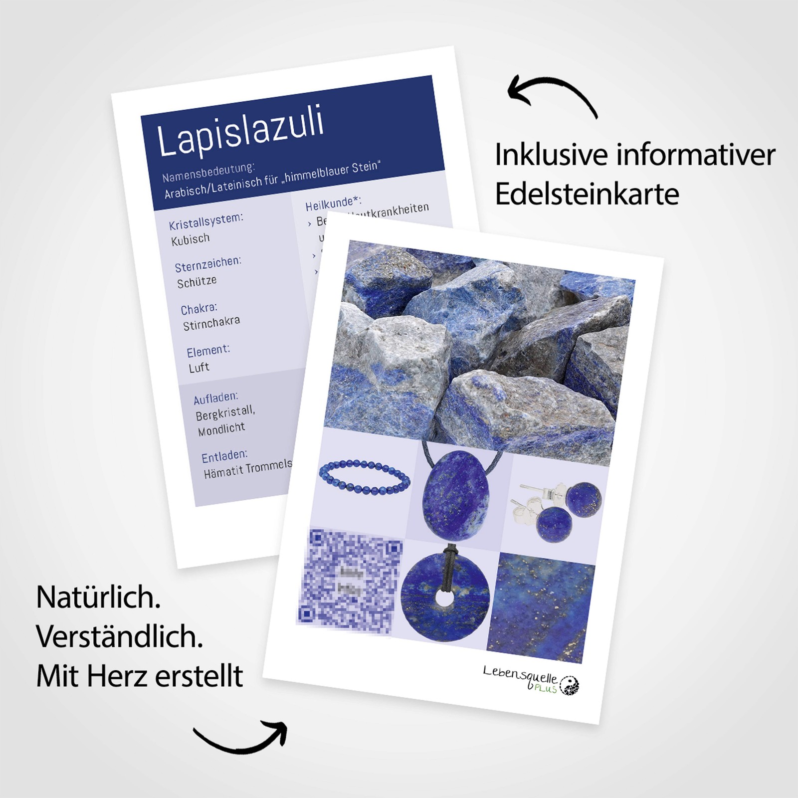 Lapislazuli Donut Anhänger Edelstein 30 mm Scheibenstein Pi Stein Heilstein