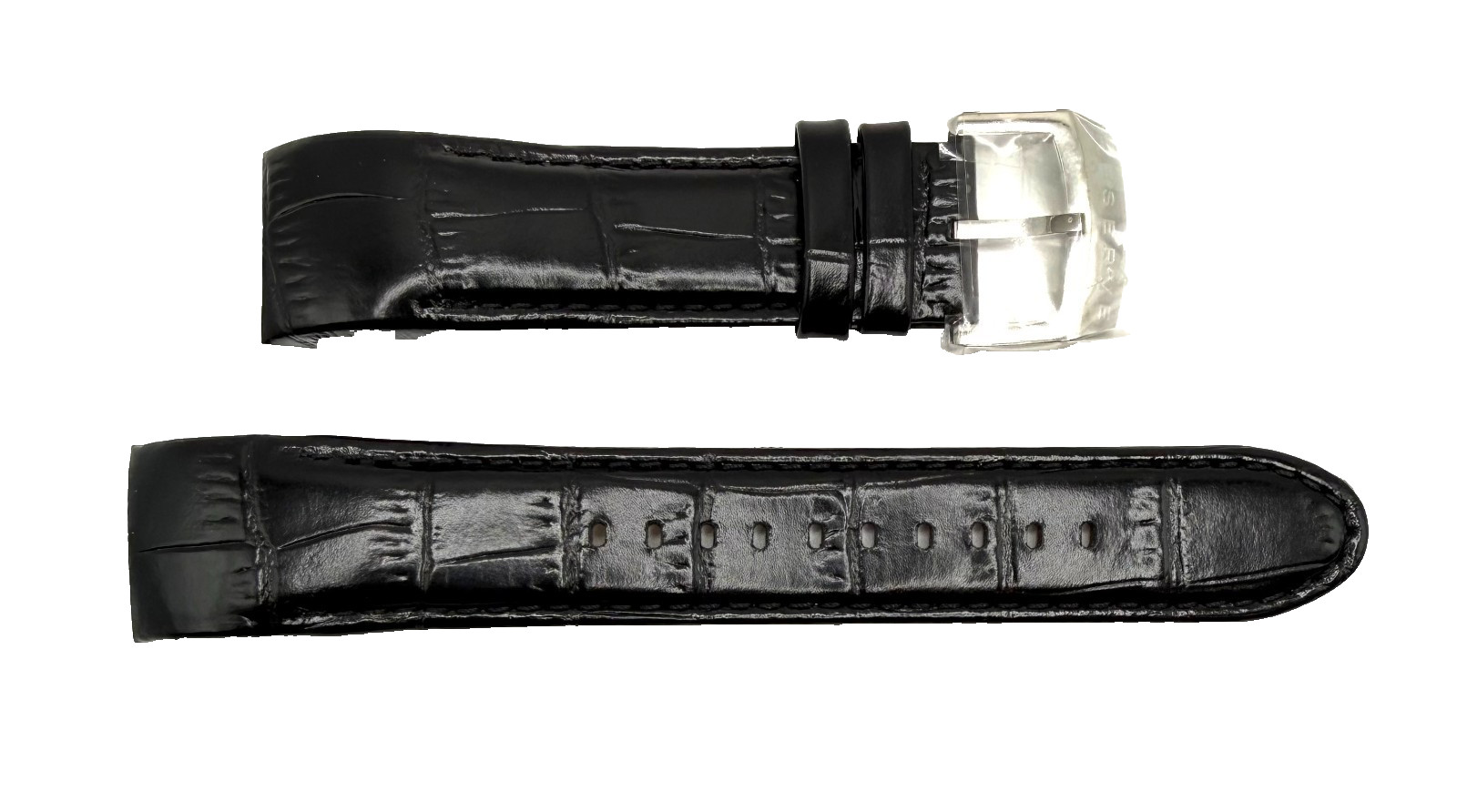 Authentic Invicta Venom 10808 Black Leather/ Silver buckle 22mm Watch Band