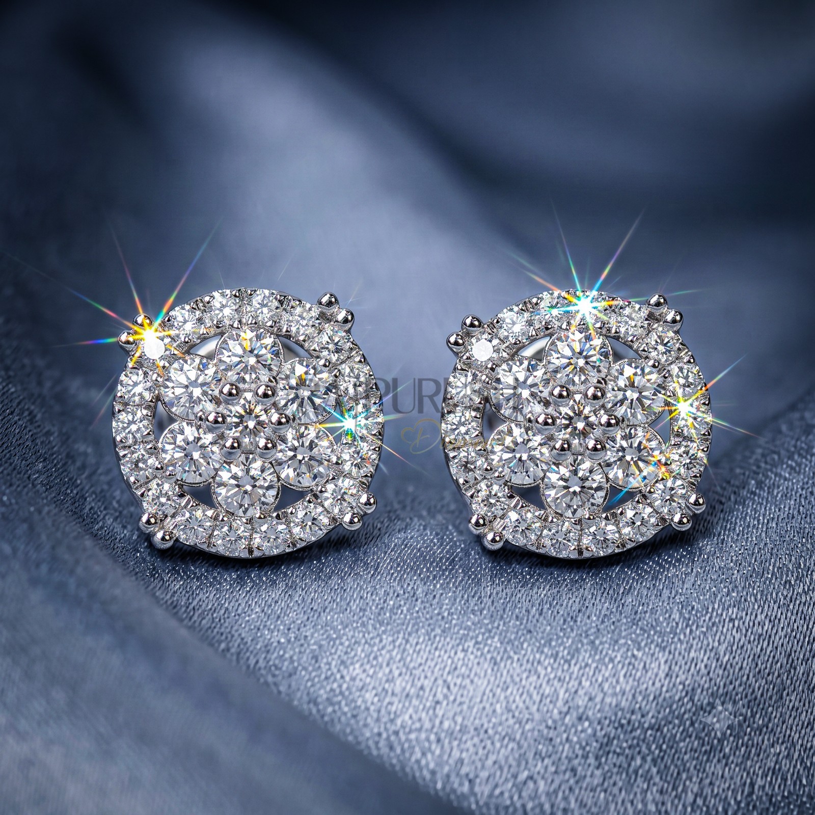 Minimalist Moissanite Cluster Stud Earrings – 14K Gold/Rose Gold Plated Silver