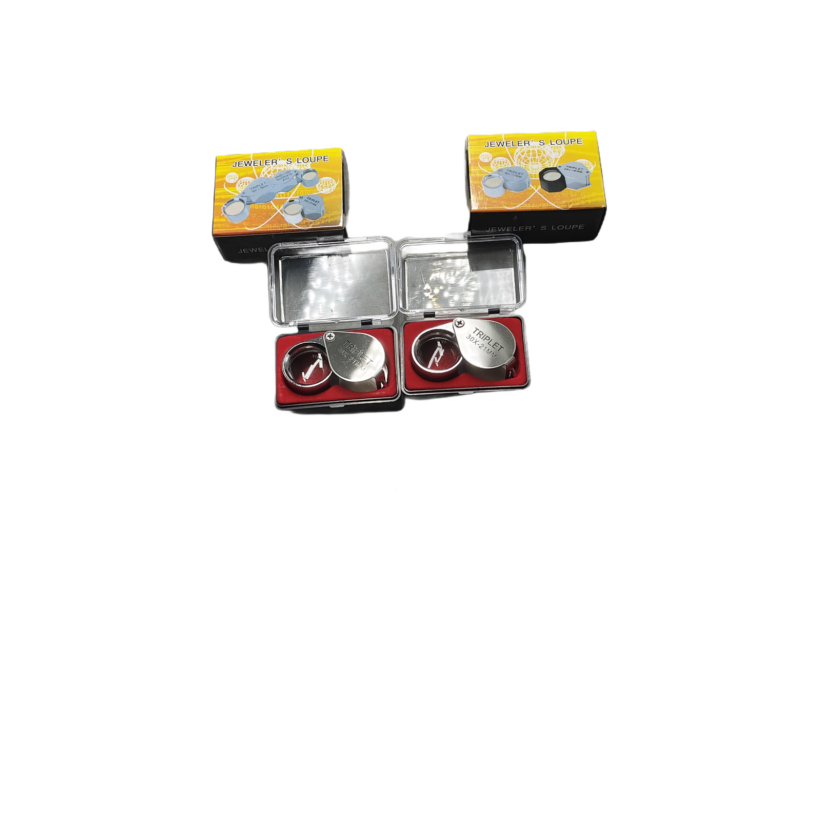 2-Pack 10X+30X Jewelers Jewelry Eye Loupe Set Optical Magnifying Glass Lens USA