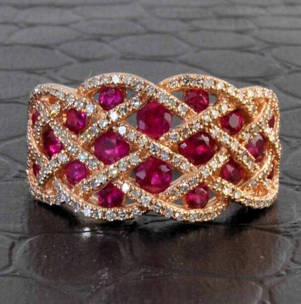 2.30Ct Round Cut Lab-Created Ruby Women’s Wedding Ring In 14K Rose Gold Plated