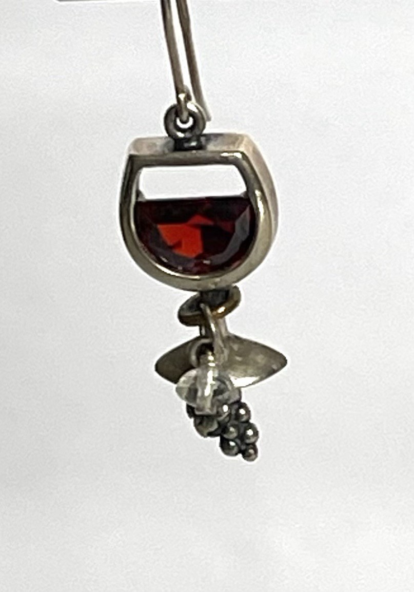 Silpada Sterling Silver Red Wine Glass Charms Dangle Earrings. (465)
