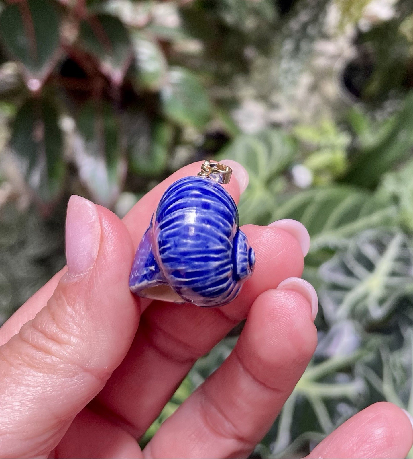 Handmade Ceramic Pendant Jewelry. Unique piece. Indigo