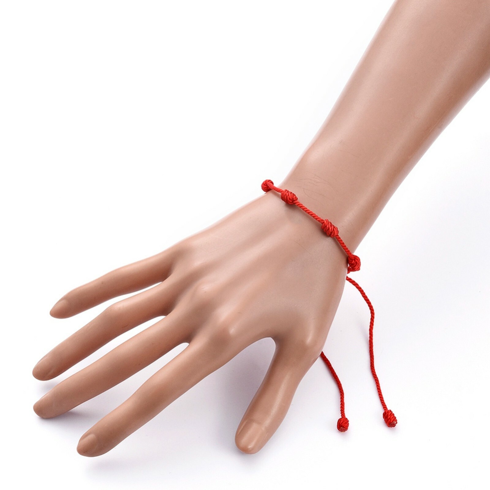 Red 7 Knot Lucky Bracelets Adjustable Nylon Milan Cord Braided Bead Bracelets