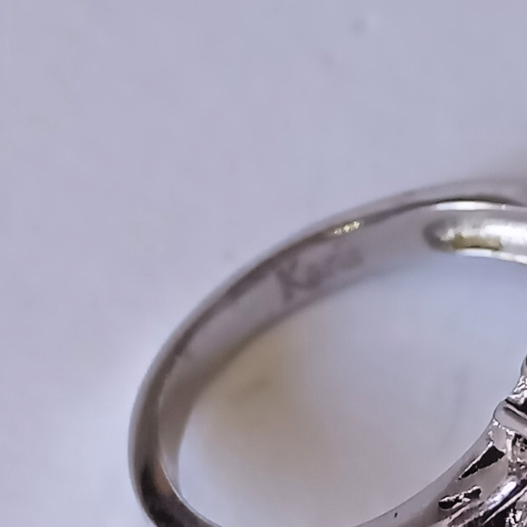 Vintage STS Karis Gothic Cross Amethyst Ring,Silver Tone Cocktail Ring Size 6.5