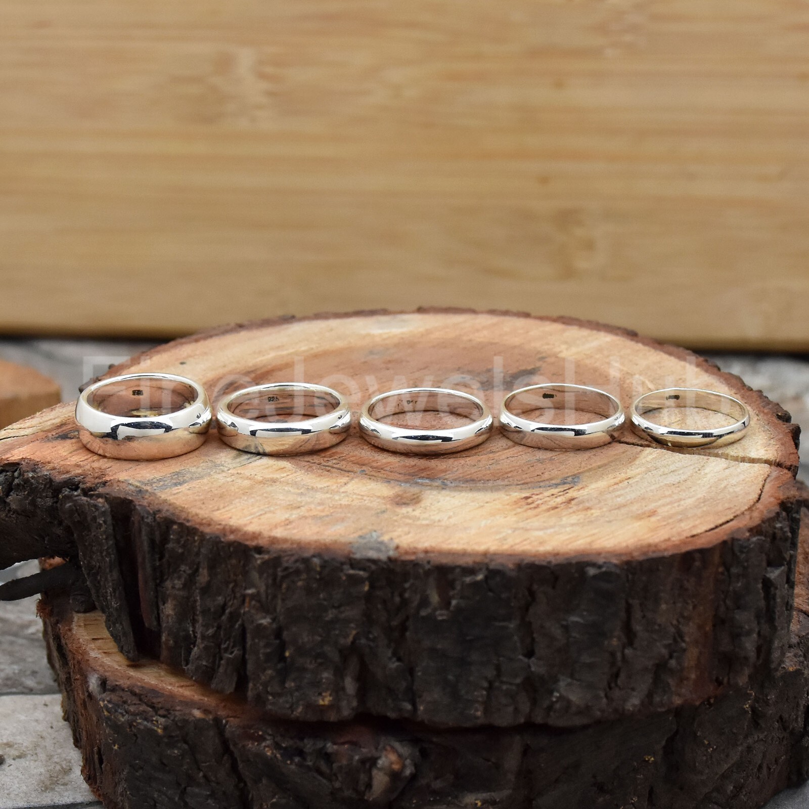 925 Sterling Silver Wedding Dome Band Plain Ring Width 2mm 3mm 4mm 5mm 6mm 8mm