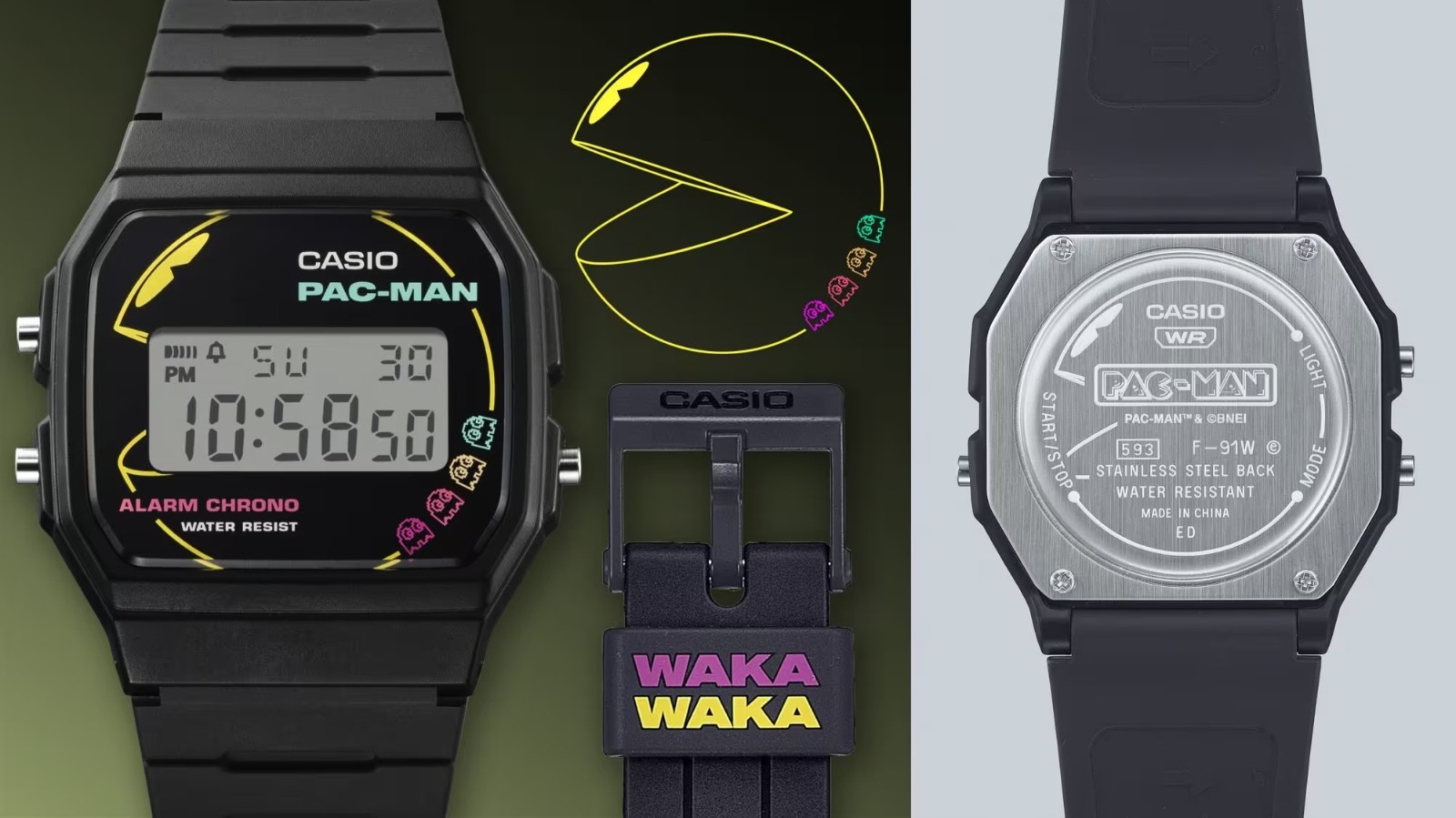 Brand New Casio PAC-MAN Collaboration F-91WPC-1AJR Men’s Black Watch From Japan