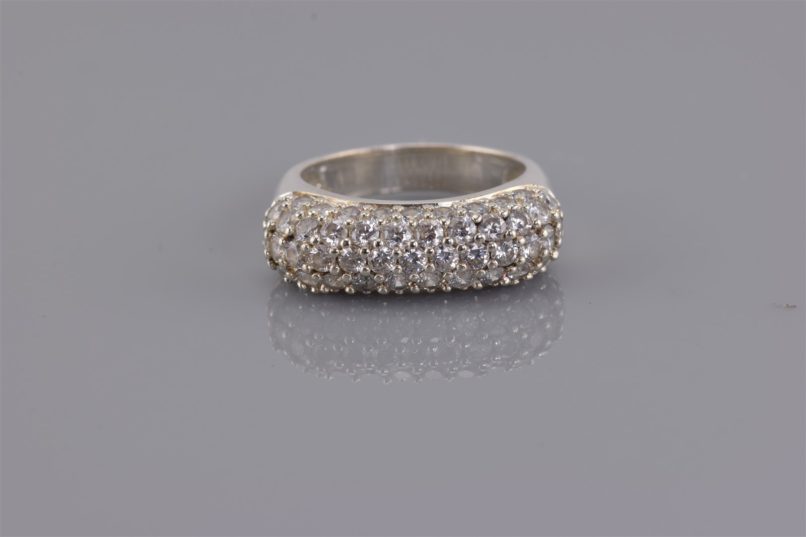 Affinity Sterling Silver Rounded Over Cubic Zirconia Cluster Band Ring 925 Sz: 5