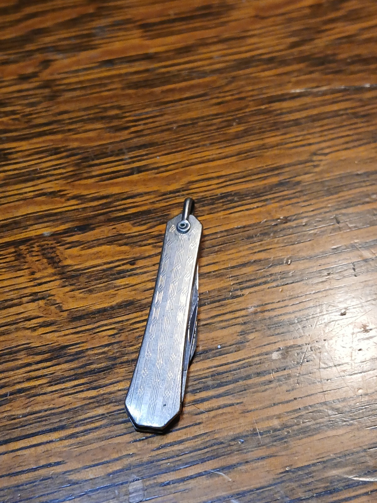Vintage Sterling Silver Pocket Watch Fob Art Deco Engraving Folding Knife 2Blade
