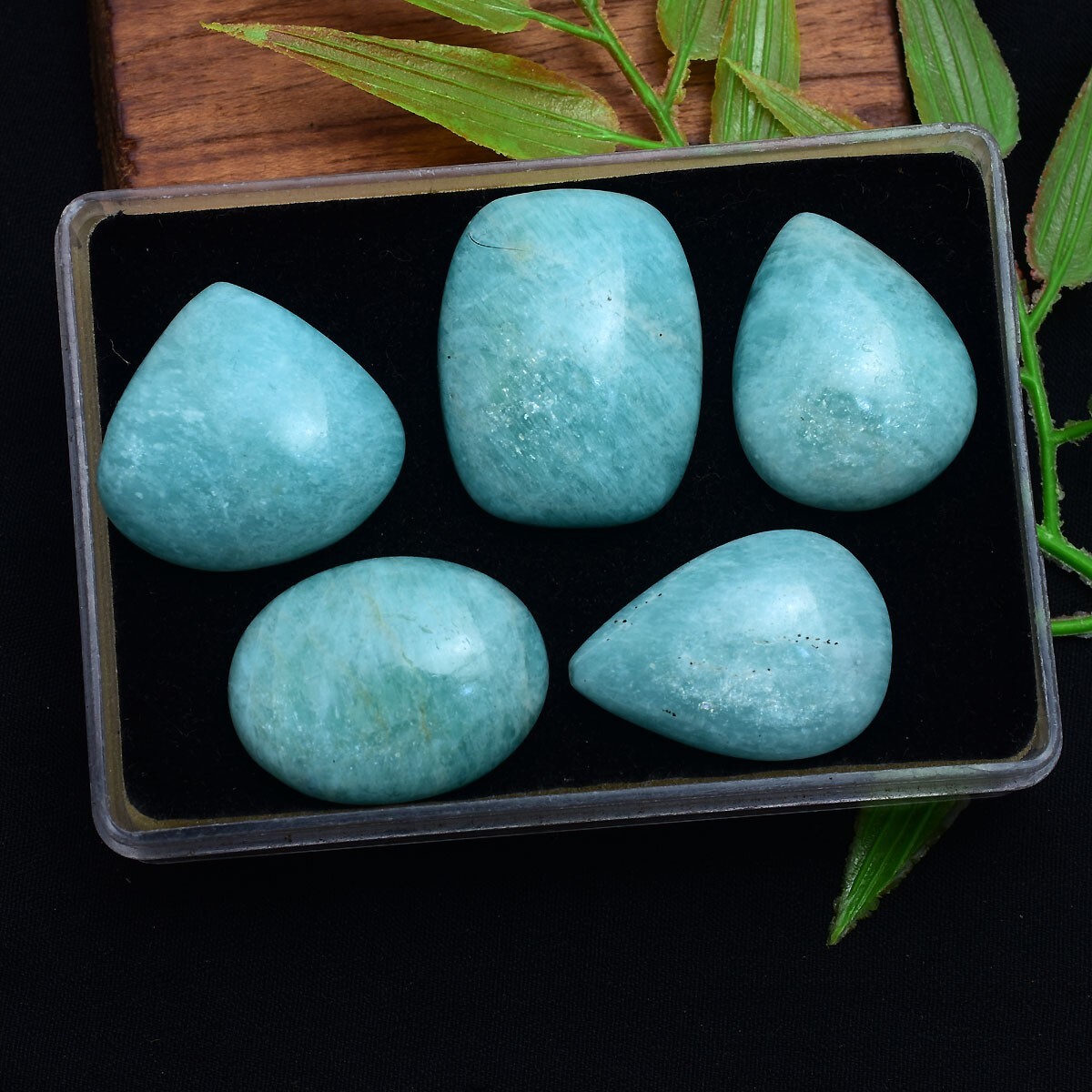 5 Pcs Natural Amazonite Untreated 25mm-29mm Cabochon Glossy Loose Gemstones Lot
