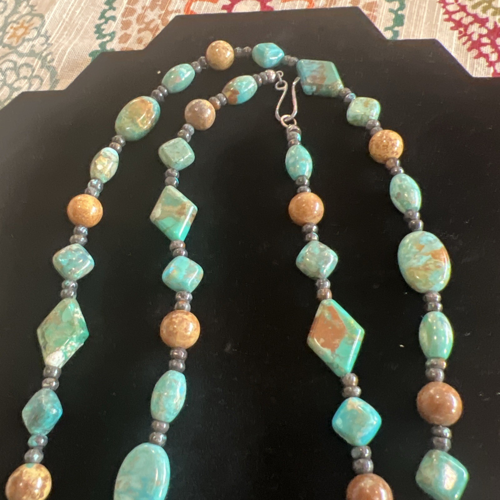 Mine Finds by Jay King sterling silver, turquoise necklace multi-colored beads