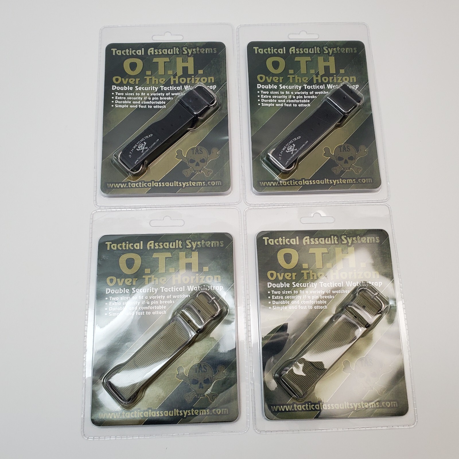 Lot 4x Tactical Assault Systems O.T.H. Over the Horizon Watchstraps Olive/Black