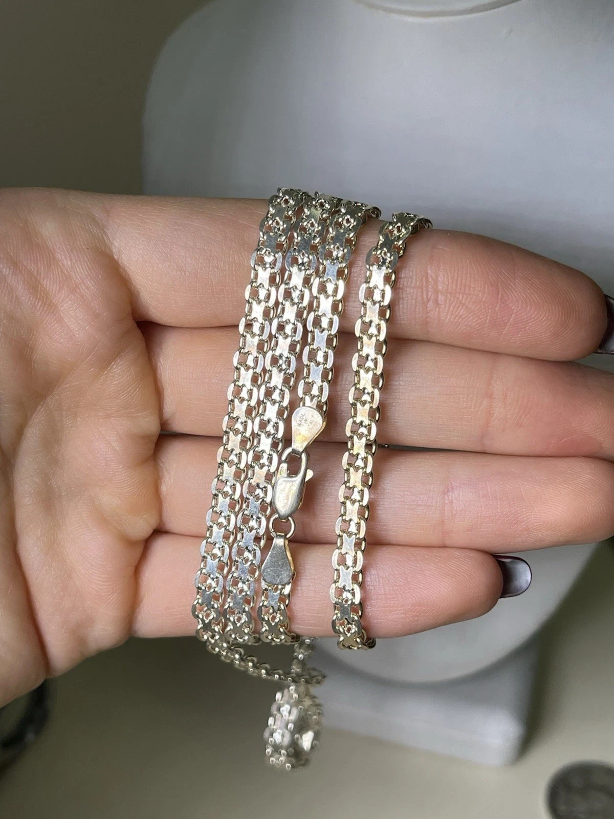 925 Sterling Silver Double Link Chain Necklace, 29”, 27.3 g, 4.8 mm