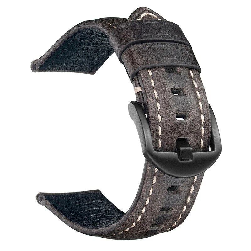 Classic Style Oil Wax Cow Genuine Leather Strap Watch Band 20mm 18 22mm 24 26mm