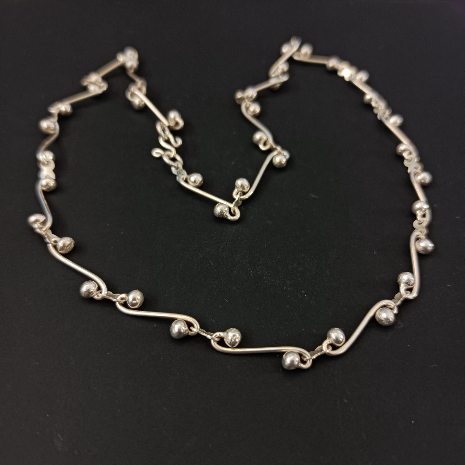 Sterling Silver Swirl Link Necklace Infinity Chain Modernist Chocker 925 Gift