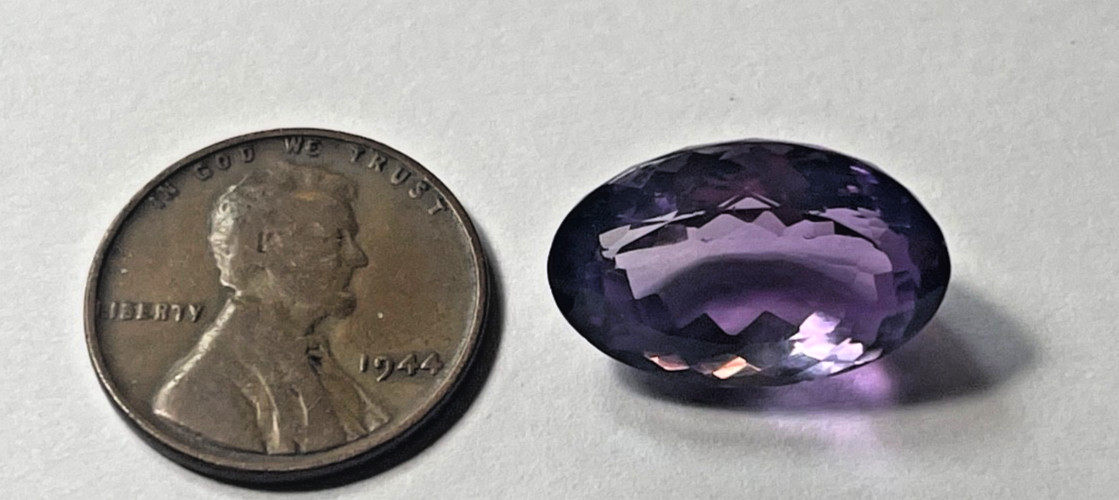 GENUINE AMETHYST OVAL FACETED GEM 12.45 CTS 18.3X11.9X9.2 MM BELOW WHOLESALE