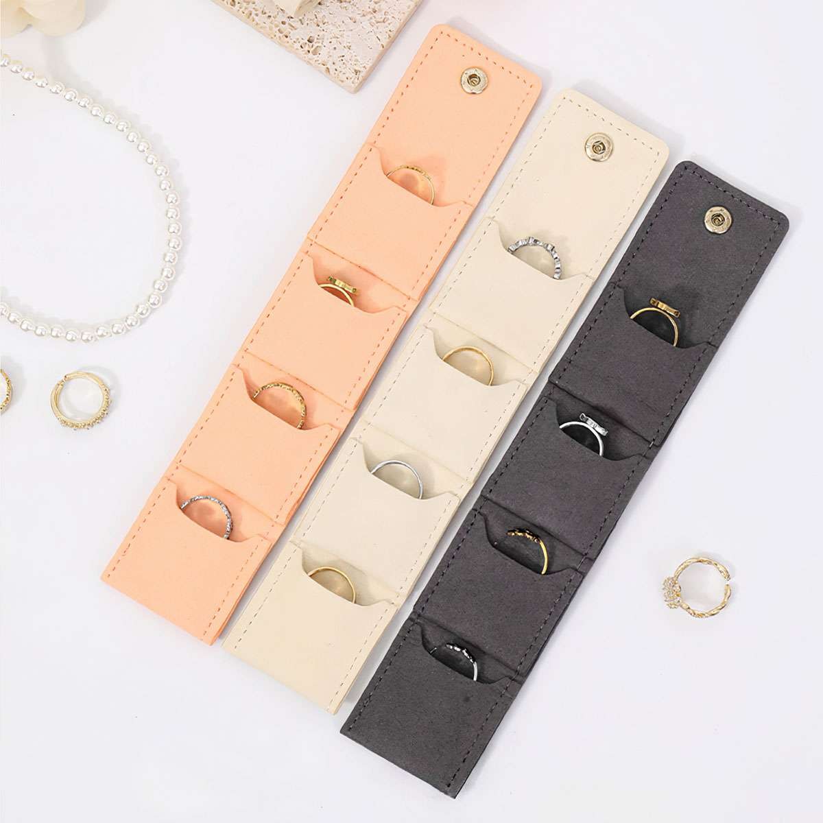 Travel Jewelry Organizer Roll Bag Case Foldable Rings Earrings Necklaces Holder