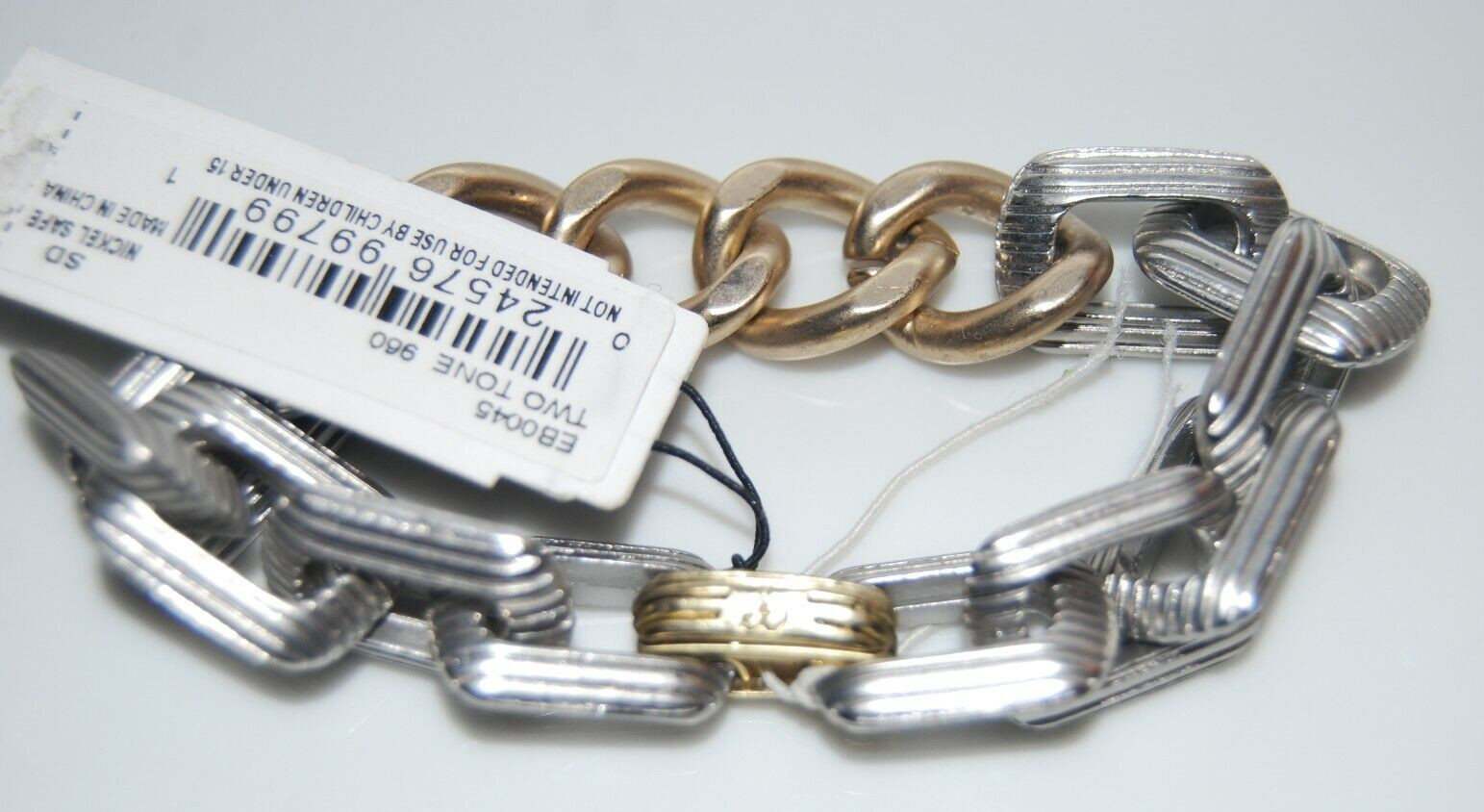 SAM EDELMAN ELEGANT COUTURE SILVERED METAL MODERN STYLE STATEMENT LIKED BRACELET