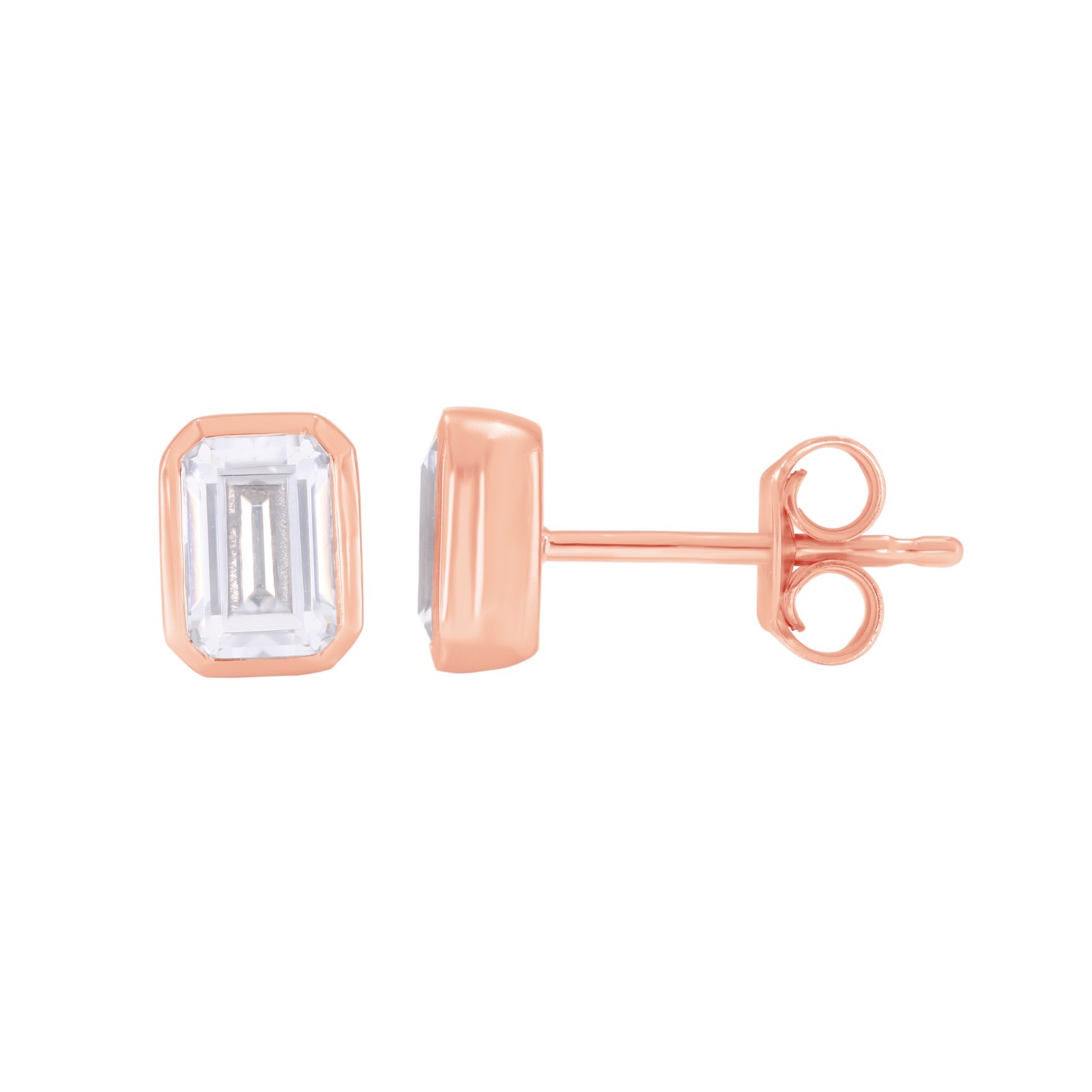 1.50 Carat Emerald Shape Moissanite Stone Stud Earring in Solid Gold For Women