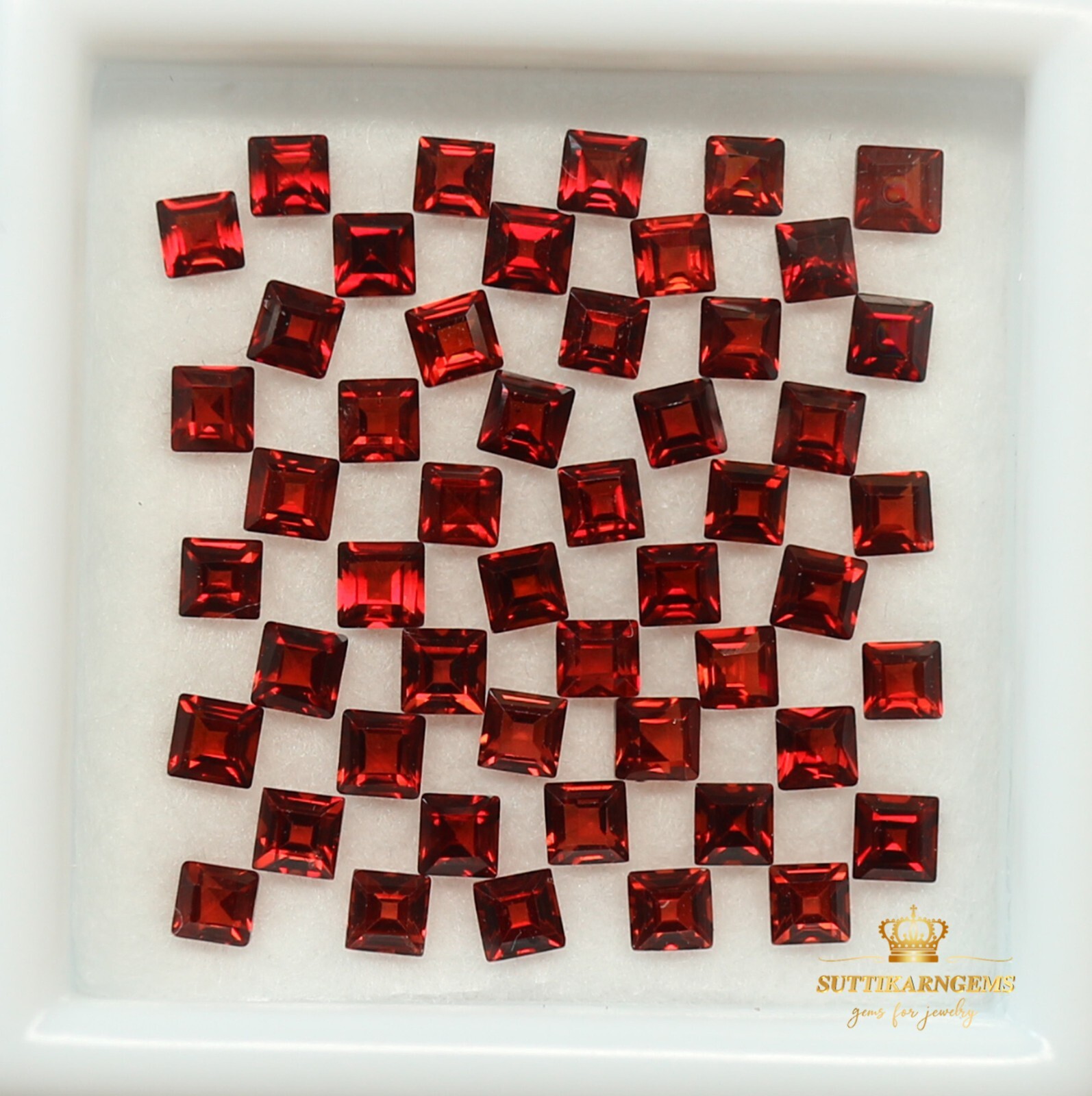 2 MM Natural Garnet Square Cut Natural Loose Gemstones , Natural gemstones