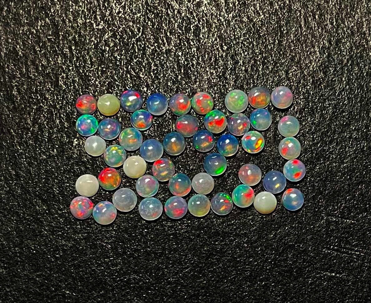 Natural Ethiopian Opal Round Cabochon Loose Gemstone Lot 47 Pcs 3 MM 3.30 CT